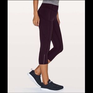 Black Cherry Fast and Free Crop Lululemon